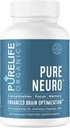 PureLife Organics Pure Neuro - Papildymas siekiant pašalinti smegenų fog, Atminties parama & Focus didinimo - 30 Dienos tiekimas - 60 Vegan & Nemokama Kapsules - Gydytojas suformuluota smegenų sveikatos parama