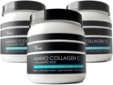 (3- Pack) Amino kolagenas C - kolageno milteliai (180 Scoops) - Jūrų kolagenas Peptides + hialurono rūgštis. Jokio cukraus. No Odor. Ne GMO. USA. plaukų, odos, nagų, jungės, & gut Health.