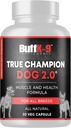 9 True Champ 2.0 raumenų papildas šunims, šunų paramos kapsulės su vitaminu B6 B12 Ashwagandha Folate raumenų, kaulų ir bendros paramos, 30 Veg Capsules