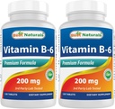 Geriausi natūralūs maisto produktai Vitaminas b6 200 mg suaugusiesiems, 120 tablečių (120 tablečių (pakuotė po 2))