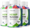(3 Pack) Rejuvazen Gummies - Oficiali Formulė - Rejuvazen Hemp Gummies Kraujo Slėgio Cukraus Formulė 300mg, Rejuvazen Gummies High Power Blend Big Size Gummy 25mg per Gummy 1500mg (180 Gummies)