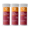 Nuostabi žolė Effervescent Energy Tablets: Žalieji + Žalioji arbata kofeinas, Vandens Kvapioji tabletė su antioksidantais, Nootropics Support, Tropical, 10 Count (Pack of 3)