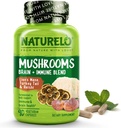 NATURELO Mushroom Supplement Brain & Immune Health Blend with Lion s Mane, Reishi, Turkey Tail 90 Vegan Friendly Capsules