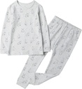 Owlivia 100% Ekologiškas medvilnės Baby Long Sleeve Pajama rinkiniai, Toddler Boy Girl 2-Piece Sleepwear