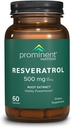 Žinomas mitybos Resveratrol papildas, Anti- Senėjimas ir imuninė parama, 98% Grynas Trans- Resveratrol papildas, 500 mg, 30 dienų tiekimas - 1 pakuotė
