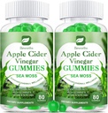 Apple Cider Act & Sea Moss Gummies, Organic ACV Gummies with Mother Additive Support Immune, Digestive Health for Adult & Kids, Seamoss Gummy with Vitaminas B6 B9, B12