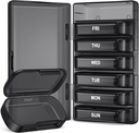 PULIV Savaitinis pil Organizatorius su dideliu pajėgumu, Dual Protection Pil Box 7 Diena, Artritas Friendly pill Case Easy to open, Medicina Organizatorius vitaminai, Vaistai, Žuvies aliejai, papildai (Juoda)