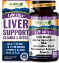 Liver Cleanse Detox & Repair – 28-in-1 Liver Support - Milk Thistle Dandelion NAC Alpha Lipoic Acid Artichoke & Reishi Chaga Turkey Tail Mushroom – Active Liver Health Supplement, 1540mg (60 Capsules)