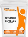 BulkSupp. com kalio aspartato milteliai - mineralinis priedas, skirtas hidratacijos palaikymui - Gluten Free, 450mg (98mg kalio) vienam servavimui, 250g (8,8 oz) (pakuotė po 1)