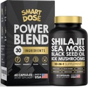 Power Blend Capsules - 30-in-1 Addition Budle with Shilajit 6000mg, Sea Moss 4000mg, Black Seed Oil 4000mg, Ashwagandha 2000mg, 10x Mushroom, Tongkat Ali, Maca, Holistic Pills Combo