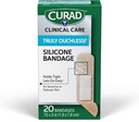 CURAD Tikrai Ouchless! ® Silikono Bandages, .75 "x 3", Jautrūs arba nepriekaištinga oda, Lankstus medžiaga, Apsaugo Scrapes, Gabalai & Burns, 20 Skaičiavimas
