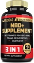 3in1 NAD + 1200Mg priedas - Nicotinamide Riboside with Trans Resveratrol & Quercetin - Cellulate Activity, Immune, Aging Health - 60 Count Supply for 30 Dienų
