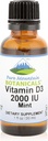 Pure Mountain Botanicals Flavored Vitamin D Drops – Mint Flavored Liquid Vitamin D3-2000iu per Serving - 1oz Bottle
