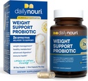 Kasdien Nouri Weight Support Probiotic for Women & Men ® 124; Support sveiki svoriai valdymas, metabolizmas, Digestion & Gut Health ® 124; 3 Kliniškai studijavo traukiniai + Vegan Omega aliejus ® 124; 30- diena tiekimas