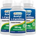 Geriausi Naturals Acetil L- karnitinas (ALCAR) 500mg, 120 kapsulės, 120 Servings - Non- GMO ir Gluten Free, 1 kapsulė per Tarnavimo (3 pakuotė)