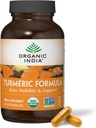 Organic India Curmeric Curcumin with Black Pepper - Organic Curmeric Addition and Curcumin Addition, Termeric Capsules, Jungtinė parama ir imuninės sistemos parama, visa šaknis, Trikatu - 180 Capsules