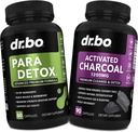 Kūno Detox Cleanse & Charcoal Capsules - Žarnyno Virškinimo paramos papildai Stomach Gut Health - Pro Gut Health Introseus Priedas Binder Stomach - Wormwood Black Walnut Complex & Cloys