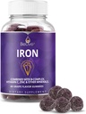 BeLive Iron Gummies - Multivitaminų papildas su vitaminu C, A, B & Cinkas, Palaiko kraujo deguonis, Vegano geležies papildai moterims, vyrams ir vaikams augimo ir plėtros - Vynuogių aromatas maždaug 124; 1- Pack