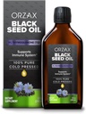 ORZAX Black Seed Oil Liquid (8 fl oz) - Cold Pure 100% Pure 124; Vegan, Gluten Free, Non- GMO Ş124; 5000mg Black Cumin (Nigella Sativa) Oil with 50 mg Thymoquinone ® 124; Rich in Omega 3- 6- 9 Bendrijoje 124; Stiklinis butelis