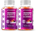 Vitamatic Prebiotic Fiber Gummies for Adults – 2 Pack (Total 120 Gummies) 7g Fiber per Serving | Extra Strength | Zero Sugar Added | Pectin-Based | Digestive Health & Regularity Support
