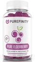 PUREFINITY Elderberry Gummies with Sambucus, Vitaminas C, ir Cinkas - Jūsų puikus Dienos 3- in-1 papildas vaikams & suaugusiems - Gluten Free, Non- GMO, Vegan, 60 Count