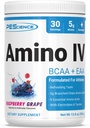 PEScience Amino IV BCAA & EAA milteliai, Eteriniai amino rūgštys, Taurinas, Elektrolitai hidratacijos ir raumenų atkūrimo, Cukraus nemokamai vyrams ir moterims, Post Workout - Aviečių Vynuogės - 30 Paslaugos