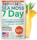 Atlantic Naturals Sea Moss 7 Diena Detox Kepenys, tulžies pūslė ir inkstų valymo - Parama su Dandelion šaknis, Pieno Thistle, Burdock šaknis, Raudonasis Dobilas, Chanca Piedra - Pineapple Flavor Geriamasis mišinys (14 oz)