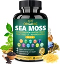 Bualle Organic Sea Moss Capsules with Black Seed Oil, Ashwagandha, Bladderwrack, Ginger & Burdock Root - Žolinių kompleksas Daily Wellness - 60 kapsulių (1 rinkinys)