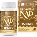 1500 MG Liposominis NAD +, 98% + Absorbcija, NAD + Priedas skirtas moterims ir vyrams, sergantiems TMG, senėjimui, saulės energijai, širdies ir smegenų funkcijai, ilgaamžiškumui, 60 Softgels