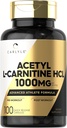 Carlyle Acetil L- Carnitine HCL ® 124; 1000mg ® 124; 100 Capsules ® 124; Advanced Athlete Formulės ® 124; Pre- Workout Addition ® 124; Non- GMO & Gluten Free