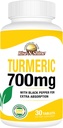 Rise-N-Shine 700 mg of Turmeric Curcumin with Black Pepper - Herbal Supplements for Skin and Joint Support - 30-Day Supply