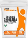 BulkSupples.com Organic Chlorella milteliai - Sulūžusi ląstelių sienelė, žali maisto milteliai, Chlorella papildas - Gluten Free, 3g per Serving, 500g (1,1 lbs) (pakuotė iš 1)