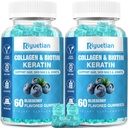 Biotin Gummies 15000µg su Collagen suaugusiems moterims ir vyrams - Plaukų, odos ir nagų gummies su Biotin - Kolagen moterims - Vegan, Non- GMO, Plaukų vitaminai - 120 Count, 2 Pack