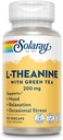 SOLARAY L-Theanine 200mg with Green Tea - Healthy Mood, Relaxation and Occasional Stress Support - Lab Verified, Vegan, Gluten Free - 90 Servings, 90 VegCaps