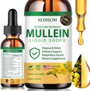 7 in 1 Mullein Drops for Lungs 2 Fl Oz - Organic Mullein Leaf Addition - Lung & Bronchial Cleanse for Smokers - Kvėpavimo sveikatos parama
