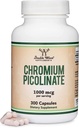 Chromo pikolinatas 1000mcg sveikas svoris valdymo (didelės absorbcijos ir bioprieinamumas) (300 Vegan Saugus kapsulės, Ne GMO, Gluten Free) pagal Double Wood papildai