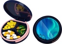 Serfeymi Small Pill Box - 3 Compartments Portable Pill Box for Purse Pocket, Compact Mini Travel Pill Case - Suitable for Medicine, Vitamin, Fish Oil, Supplements - Dark Blue(Aurora)