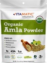 Vitamatic Certified USDA Organic Amla Berry Powder – 1 lb (16 oz) Amalaki | Rich in Natural Vitamin C & Antioxidants | Supports Immune Health | Gluten-Free, Non-GMO, Kosher