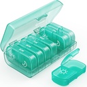 AUVON XL Savaitės Pil Organizatorius 2 Times per dieną, Pill Box 7 Diena su One- Side didelės angos lengvai naudoti, Cyan AM PM pill Case for Medication, Vitaminai, Žuvies aliejai, papildai