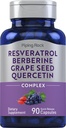 Piping Rock Resveratrol Berberine Vynuogių sėklų ir Quercetin kompleksas, 124; 90 kapsulės, 124; ne GMO, Gluten Free Addition