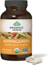 ORGANIC INDIA Ashwagandha Capsules - Organic Ashwagandha Addition - Vegan Ashwagandha Root, Gluten- Free, Kosher, Non- GMO, Support Stress Relief, Energy, and Miego - 180 Capsules