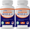 Vitamatic Methyl Vitamin B12 (Methylcobalamin) 10,000 mcg (10mg) 60 Lozenges - Superior Source of Vitamin B12 (2 Pack)