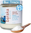 Baraka Infused Sea Salt Neti Pot - Sinus Rinse & Nose Valiklis, Eterinis aliejus Infused su Virginia Cedarwood, Palmarosa, Green Myrtle, Fir Balsam & Rosemary, 8 oz (1 rinkinys)