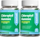 2 Pack Chlorophyll Gummies for Body Odor Deodorant*, Sugar Free Chewable Chlorophyll for Immune Support Women Vegan Non-GMO, 120 Count