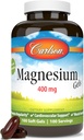 Carlson - Magnio gelis, 400 mg magnio per Softgel, Širdies & raumenų parama, magnio gelis caps, Bowel funkcija, magnio papildas, 100 Softgels