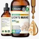 BIO KRAUTER Lions Mane Liquid Extract - Grybų priedas smegenų palaikymui - Vegan Lions Mane Additive - Alkoholis ir cukrus Nemokami lašai - 4 Fl.Oz.