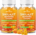 2 Pakuotės Shilajit Gummies 1000mg Cukraus nemokamai - Shilajit Priedas vyrams ir moterims - Didelis 85 + Sekti Mineralai & Fulvic Acid - Energija, smegenys, imunitetas - 120 Gummies