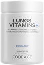 Codeage Lungs Vitaminai, A, C, D, E, B6, Milk Tistle Lung Addition, Cinko & Magnis, Cordyceps, Reishi, Chaga, Poria, Tylophora, Ginger, Pipirmėčių lapų organinė žolė - Non- GMO - 90 Capsules