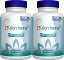 15 Dienos Cleanse, gut and Colon Support, Advanced 15 Dienos Gut Cleanse Detox moterims ir vyrams su Senna, Cascara Sagrada & Psyllium Husk, Non- GMO, 30 Capsules
