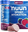 Nuun Sport Electrolyte tabletės su magniu, kalciu, kalciu, kaliu, chloridu ir natriu, Gluten Free & Vegan, Tri- Berry, 8 Pack (80 Servings Total)